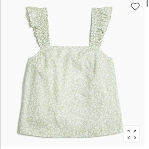 Smocked ruffle-shoulder tank top